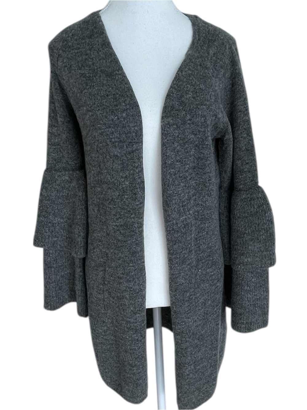 Only Charcoal Gray Open-Front Layered Sleeve Cardigan Size Small